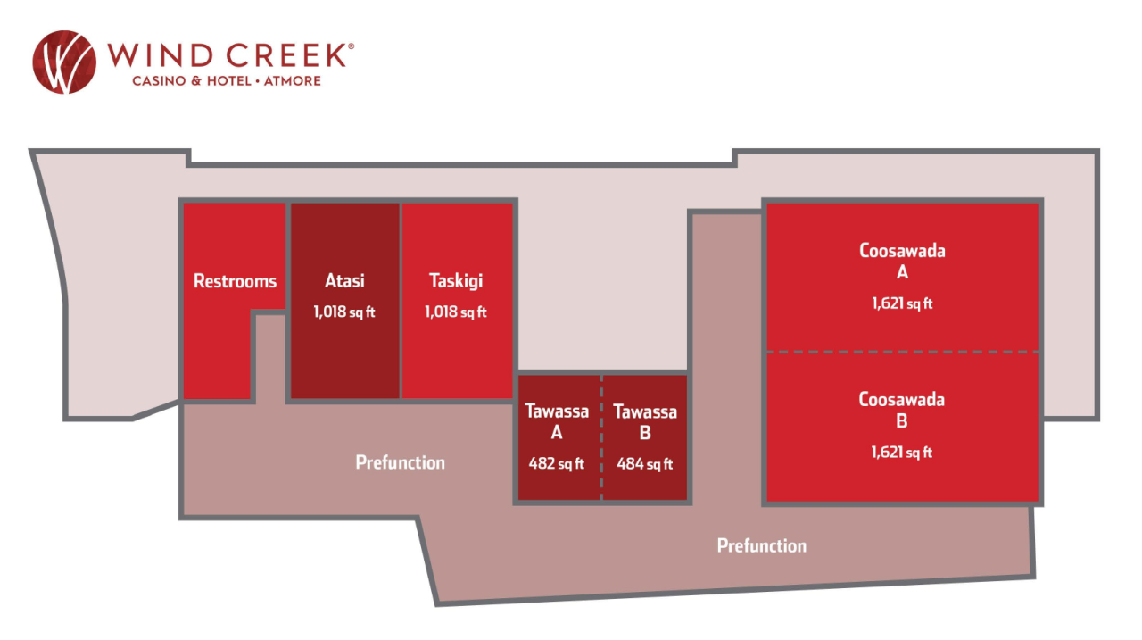 A picture of the Wind Creek Atmore floor plan layout.