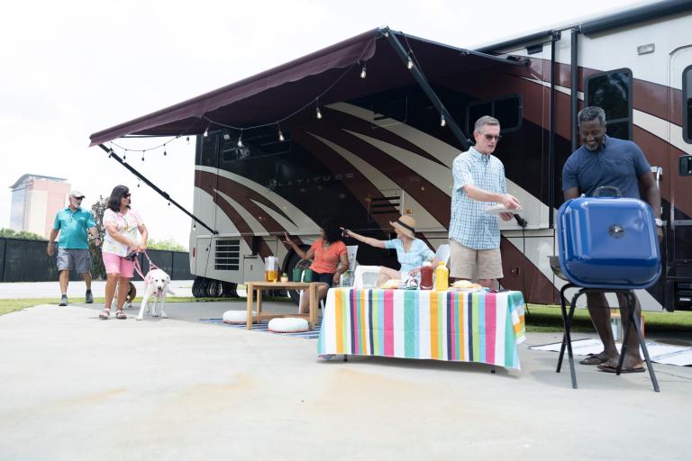 Cooking out and enjoying the day at the Atmore RV Park