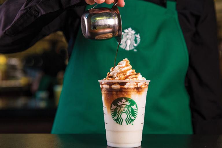 Starbucks Barista preparing coffee