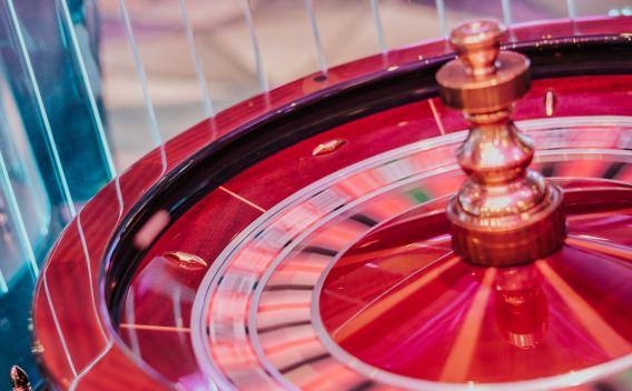 A red roulette wheel