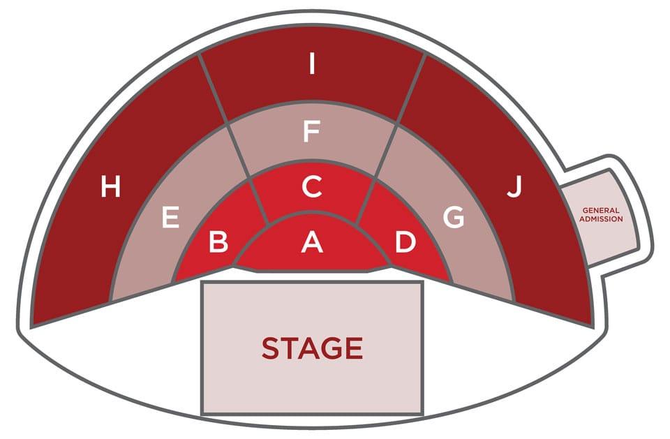 A layout map of the Wind Creek Atmore Amphitheater.