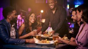 Couples having dinner and a good time 